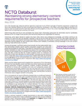 NCTQ Databurst: Maintaining strong elementary content requirements for prospective teachers