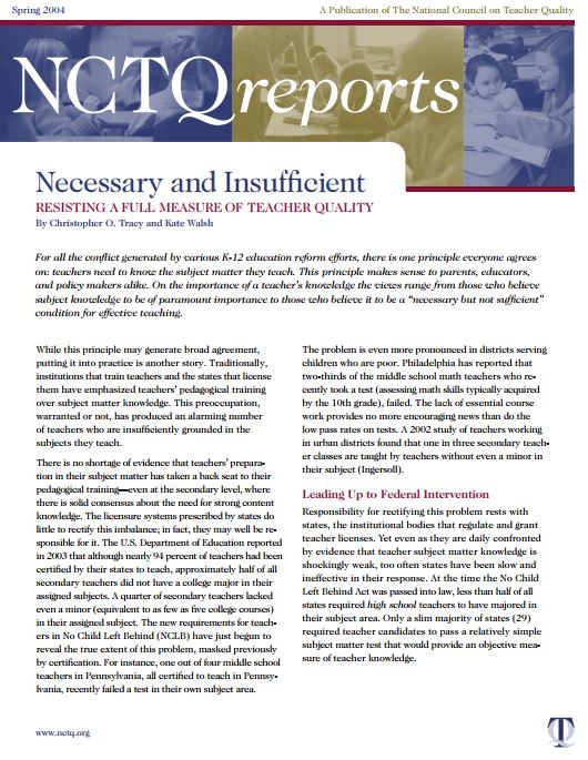 Necessary and Insufficient: Resisting a Full Measure of Teacher Quality