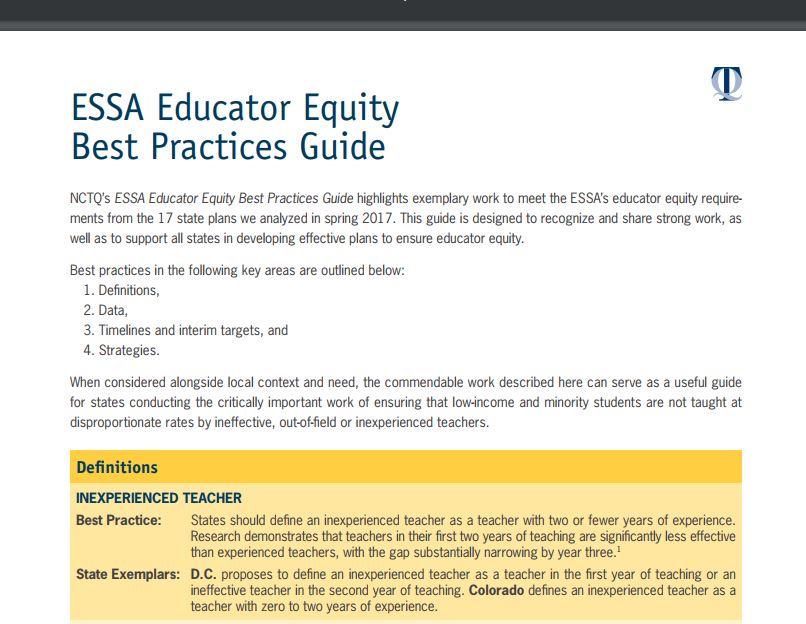 Spring 2017 ESSA Educator Equity Best Practices Guide