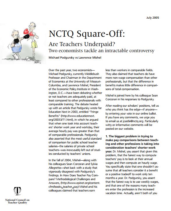 NCTQ Square-Off: Are Teachers Underpaid? Two economists tackle an intractable controversy